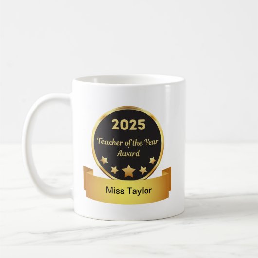 Enseignant de l'année 2025 - Mug Prix Personnalisé (Gauche)