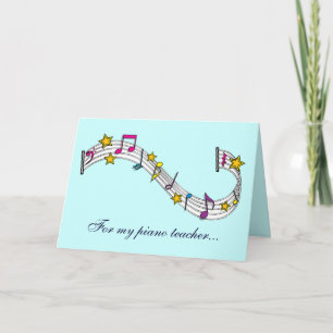 Enseignant de piano Merci avec notes et étoiles