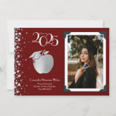 Enseignant Éducation Silver Graduation Faire-part (Devant)