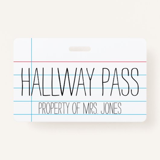 Enseignant en classe - Badge de Passe-Hall (Devant)