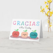 Enseignant espagnol/Maestra Merci avec carte Pomme (Fleur jaune)