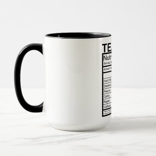 Enseignant Faits nutritionnels Mug (Gauche)