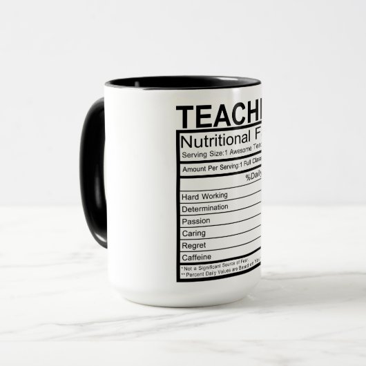 Enseignant Faits nutritionnels Mug (Devant gauche)