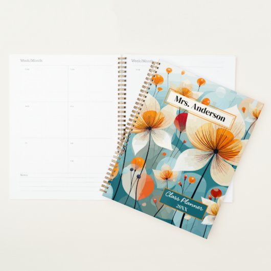 Enseignant Fleur sauvage turquoise Orange (Devant avec enveloppe)