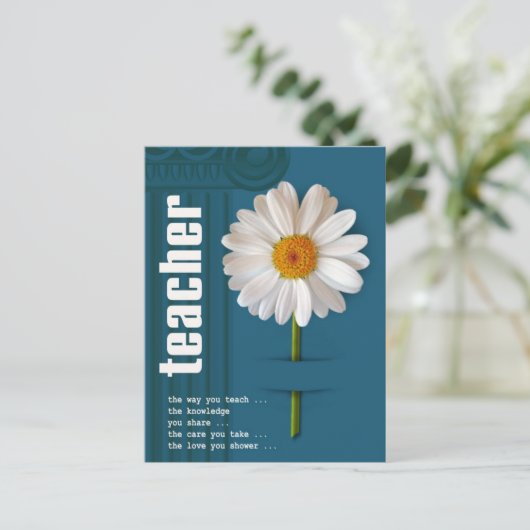 Enseignant Merci. Carte postale Daisy Design (Debout devant)