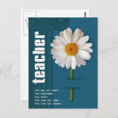 Enseignant Merci. Carte postale Daisy Design (Devant / Derrière)