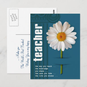 Enseignant Merci. Carte postale Daisy Design