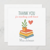 Enseignant Merci - Coeur - Carte Plat (Devant / Derrière)