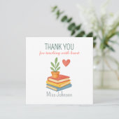 Enseignant Merci - Coeur - Carte Plat (Debout devant)