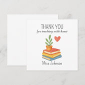 Enseignant Merci - Coeur - Carte Plat (Devant / Derrière)