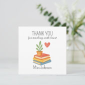 Enseignant Merci - Coeur - Carte Plat (Debout devant)