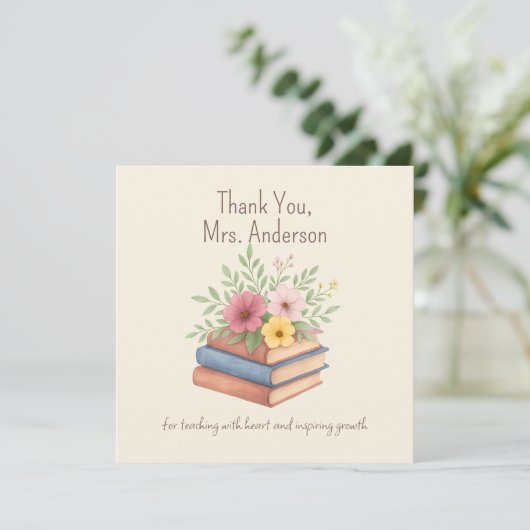 Enseignant Merci - Fleurs d'aquarelle - carte à pl (Debout devant)