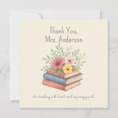 Enseignant Merci - Fleurs d'aquarelle - carte à pl (Devant)