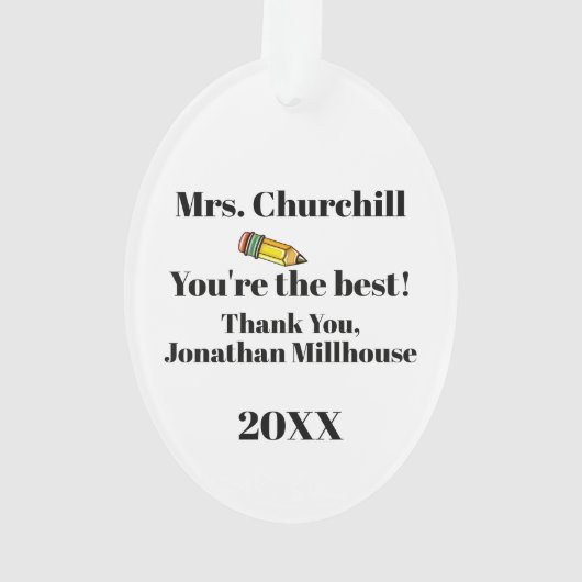 Enseignant Merci Ornement (dos)