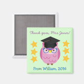 Enseignant Merci (Votre Nom) Purple Owl Magnet (Recto/Verso)