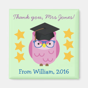 Enseignant Merci (Votre Nom) Purple Owl Magnet