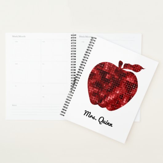 Enseignant personnalisé Rouge Faux Sequin Apple (Devant avec enveloppe)