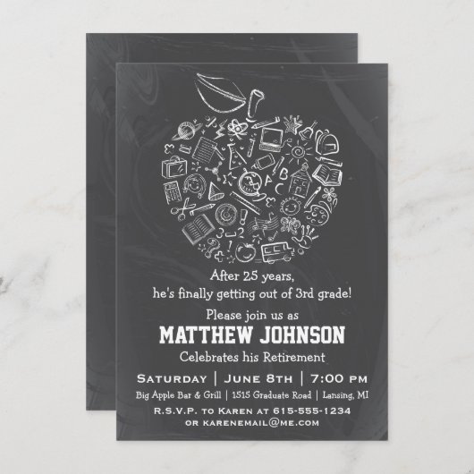 Enseignants Apple Retraite Party Invitation (Devant / Derrière)