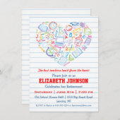 Enseignants colorés Coeur Retraite Invitation (Devant / Derrière)