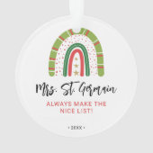 Enseignants de Noël Rainbow Nice Liste (dos)