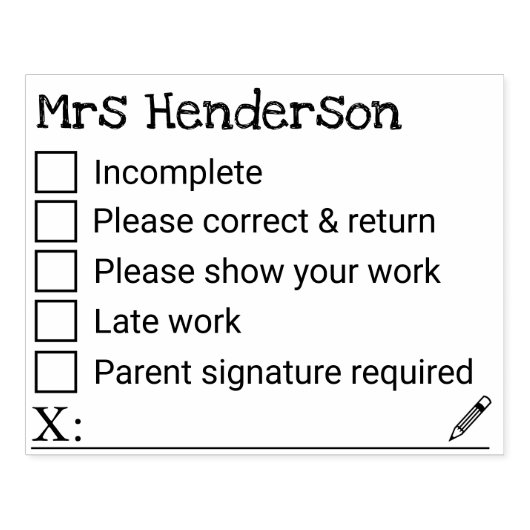 ENSEIGNANTS NOTES D'ÉVALUATION TAMPON EN CAOUTCHOU (Impression)