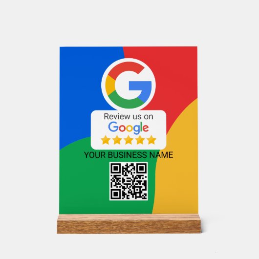 Enseigne acrylique de code QR de révision Google c (Recto)