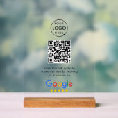 Enseigne acrylique Google Reviews | Code QR sur so (Neutre)