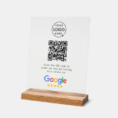 Enseigne acrylique Google Reviews | Code QR sur so (Angle)
