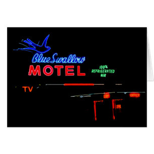 Enseigne au néon bleu de motel d'hirondelle,