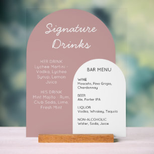 Enseigne de bar de mariage à arche rose personnali