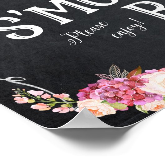 enseigne de bar de smores tableau noir floral (Coin)