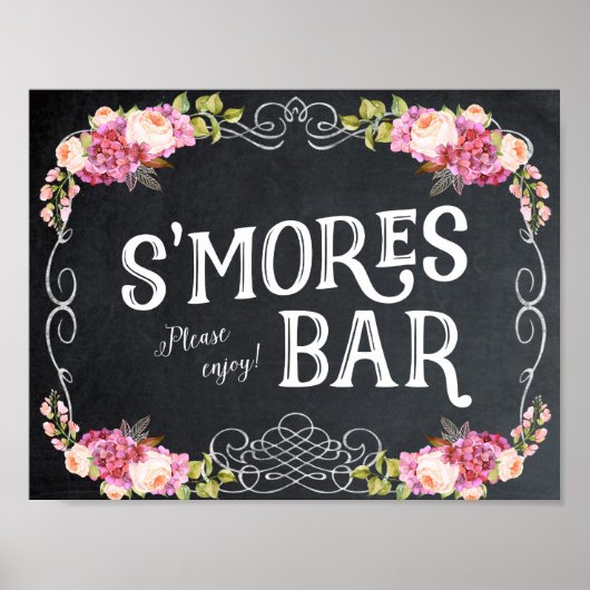 enseigne de bar de smores tableau noir floral (Devant)