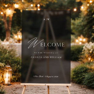 Enseigne de bienvenue de mariage en acrylique noir