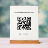 Enseigne de bureau en acrylique code QR crème mini (Neutre)
