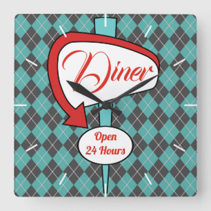 Enseigne de diner rétro Horloge murale Cadeau