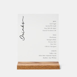 Enseigne de menu élégant en noir et blanc