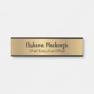 Enseigne de porte de bureau en or faux Plaque de n