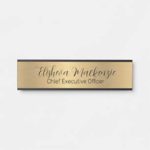 Enseigne de porte de bureau en or faux Plaque de n