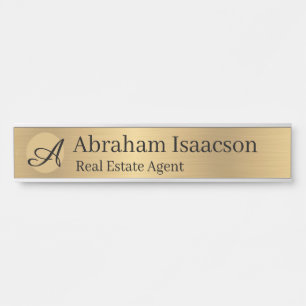 Enseigne de porte de bureau en or faux plaque de n