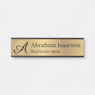 Enseigne de porte de bureau en or faux plaque de n