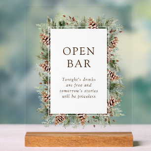 Enseigne en acrylique Bar Ouvert Hiver