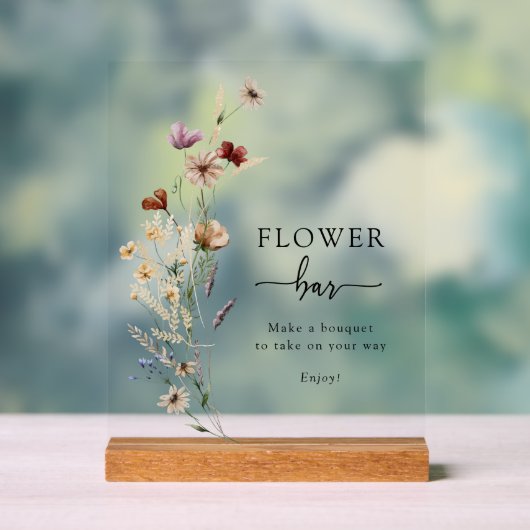 Enseigne en acrylique Boho Flower Bar (Neutre)