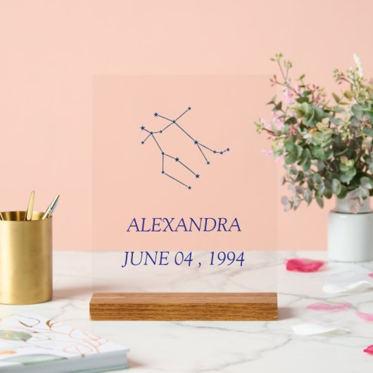 Enseigne en acrylique de constellation de Gémeaux (Mariage)