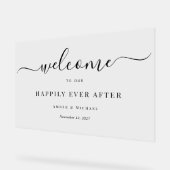 Enseigne en acrylique de mariage moderne et heureu (Angle)