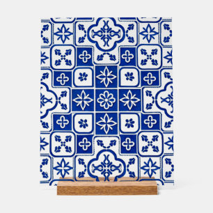 Enseigne en acrylique en carreaux d'azulejo bleus