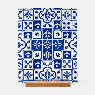 Enseigne en acrylique en carreaux d'azulejo bleus 