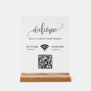 Enseigne en acrylique givrée QR WiFi élégante