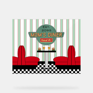Enseigne en acrylique Mom's Retro Diner avec Burge