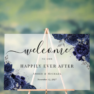 Enseigne en acrylique Navy Happily Ever After pour