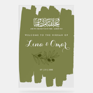 Enseigne en acrylique Nikkah vert olive